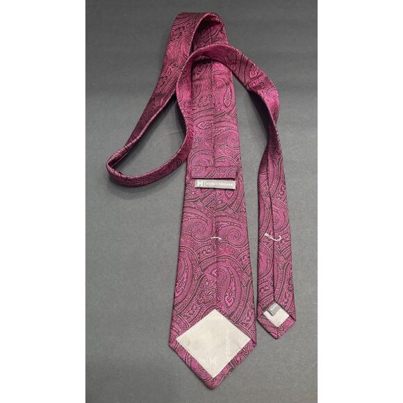 Hickey Freeman Silk Paisley Tie – Deep Magenta / Pink – Made in USA - Picture 3 of 4